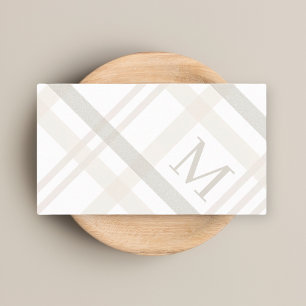 Minimalist Luxury Professional Plaid Monogram Business Card