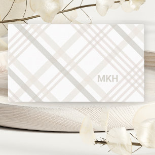 Minimalist Luxury Professional Plaid Monogram Business Card