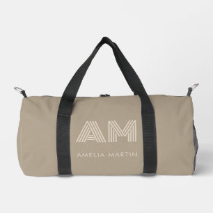 Minimalist Luxury Warm Taupe Monogram Duffle Bag