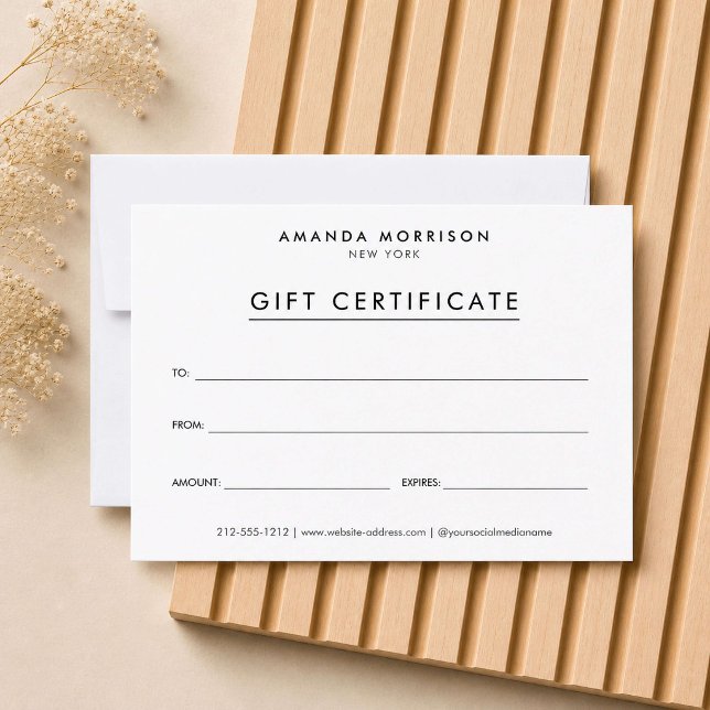 Minimalist Luxury White Gift Certificate (Creator Uploaded)