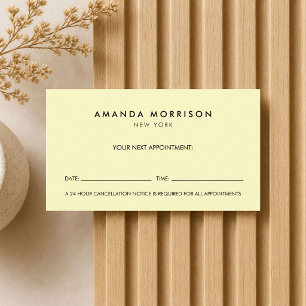Minimalist Luxury Yellow Appointment Business Card