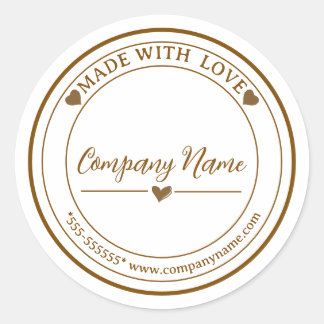 Minimalist "Made With Love" Classic Round Sticker