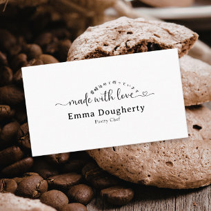 Minimalist Made with Love Typography Bakery Business Card