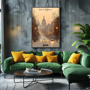 Minimalist Madrid Skyline Poster – Spanish Art