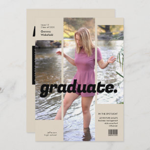 Minimalist Magazine Cover Trendy Grad Photo Invitation