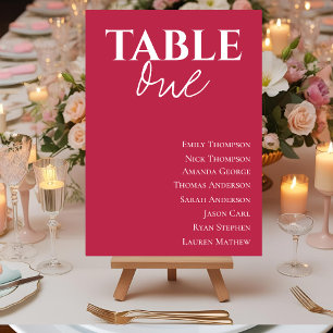Minimalist Magenta Wedding Guest Table Chart
