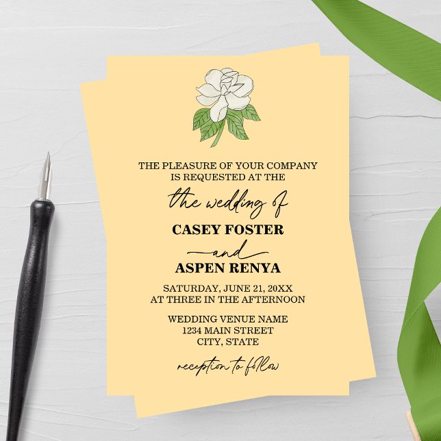 Minimalist Magnolia Flower Wedding Invitation (Creator Uploaded)