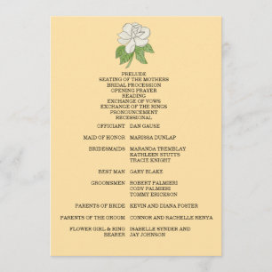 Minimalist Magnolia Flower Wedding Programme