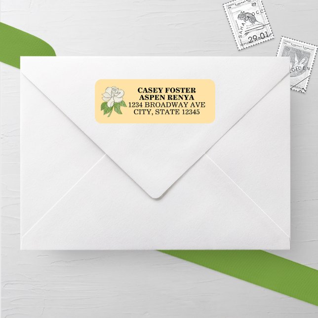 Minimalist Magnolia Flower Wedding Return Address (Creator Uploaded)