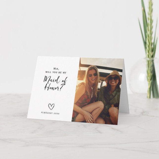 Minimalist Maid of Honour asking card (Front)