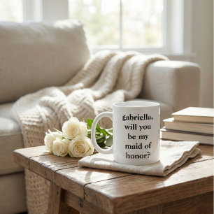 Minimalist Maid of Honour Proposal Personalised  Large Coffee Mug
