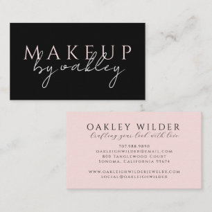 Minimalist Makeup Artist Blush Pink Black Business Card