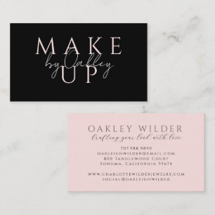 Minimalist Makeup Artist Blush Pink Black Business Card