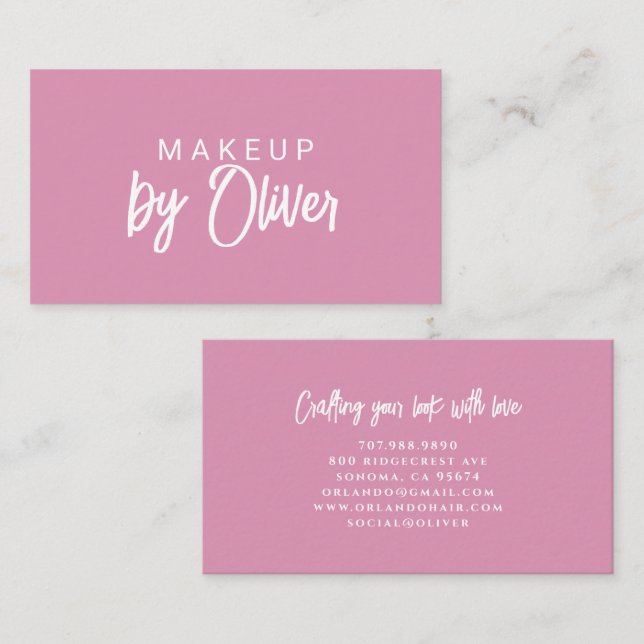 Minimalist Makeup Artist Brush Script Calligraphy Business Card (Front/Back)