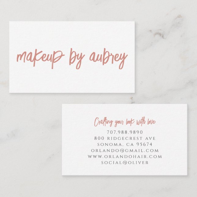 Minimalist Makeup Artist Brush Script Calligraphy Business Card (Front/Back)