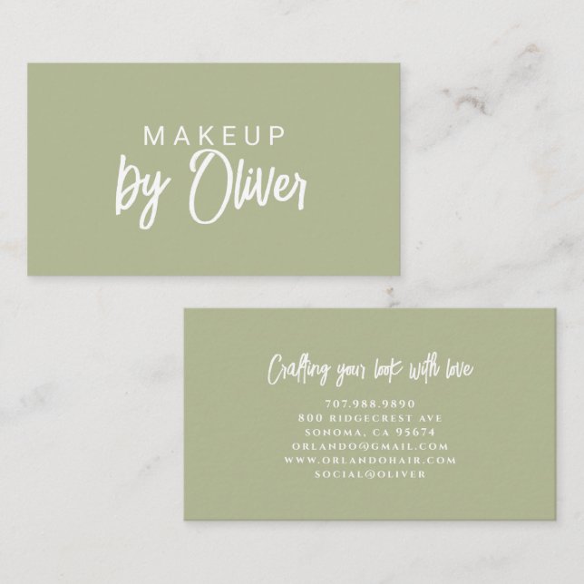 Minimalist Makeup Artist Brush Script Calligraphy Business Card (Front/Back)