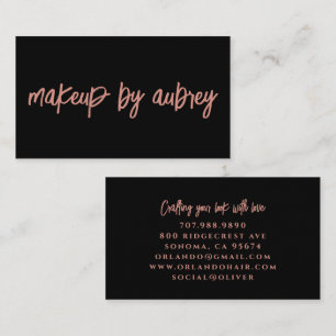 Minimalist Makeup Artist Brush Script Pink Black Business Card