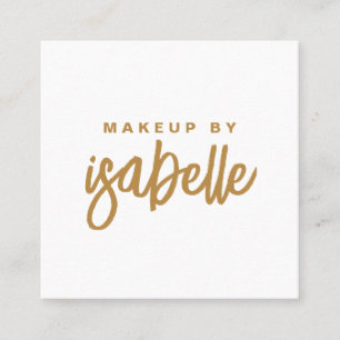 Minimalist Makeup Artist Gold Script Square Business Card