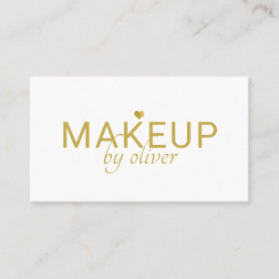 Minimalist Makeup Artist Gold Typography Business Card