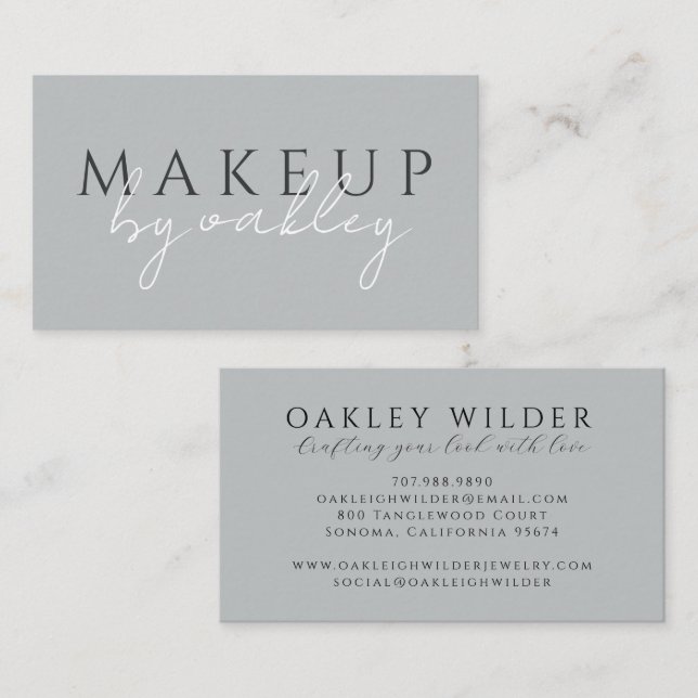Minimalist Makeup Artist Grey Business Card (Front/Back)
