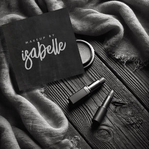 Minimalist Makeup Artist Grey Script Chalkboard Square Business Card