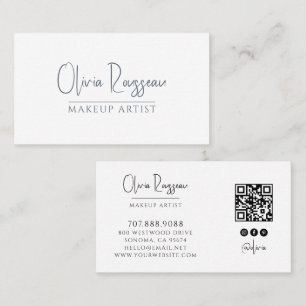 Minimalist Makeup Artist QR Code Social Media Business Card