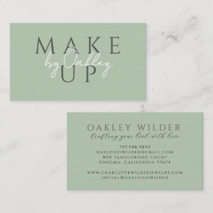 Minimalist Makeup Artist Sage Green Business Card