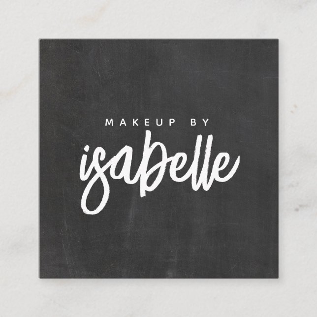 Minimalist Makeup Artist Script Square Business Card (Front)