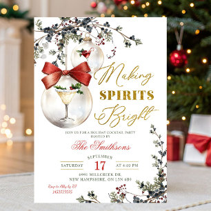 Minimalist Making Spirits Bright Cocktail Party Invitation