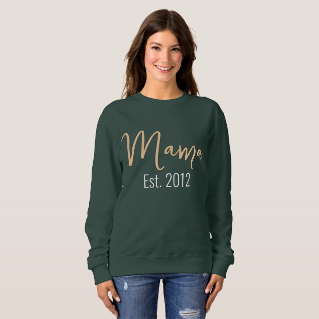 Minimalist MAMA Est Year Mother Keepsake Sweatshirt (Front Full)