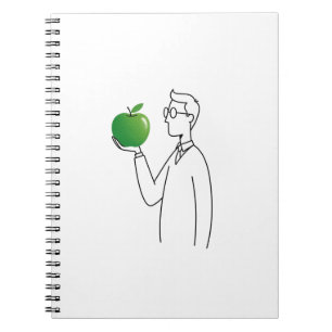 Minimalist Man with Green Apple Illustration Noteb Notebook