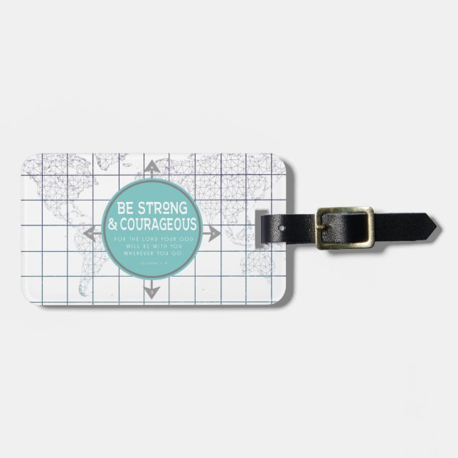 Minimalist Map Inspirational Scripture Luggage Tag (Front Horizontal)
