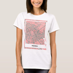 Minimalist map T-shirt Valencia - Rosa-Verde