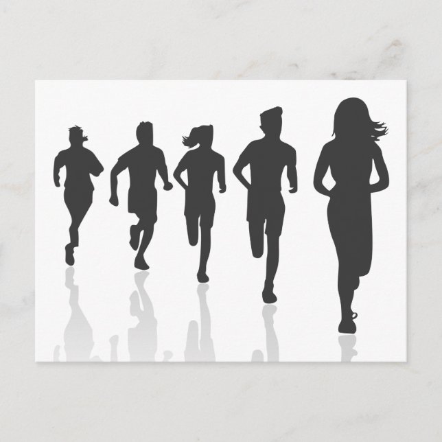 Minimalist Marathon Runner Silhouettes Postcard (Front)