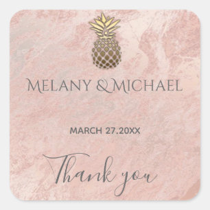 Minimalist marble gold pineapple Thank you Square Sticker