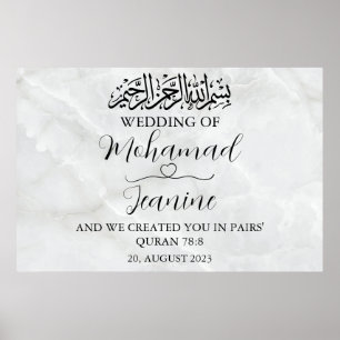 Minimalist Marble Islamic Muslim Wedding Poster