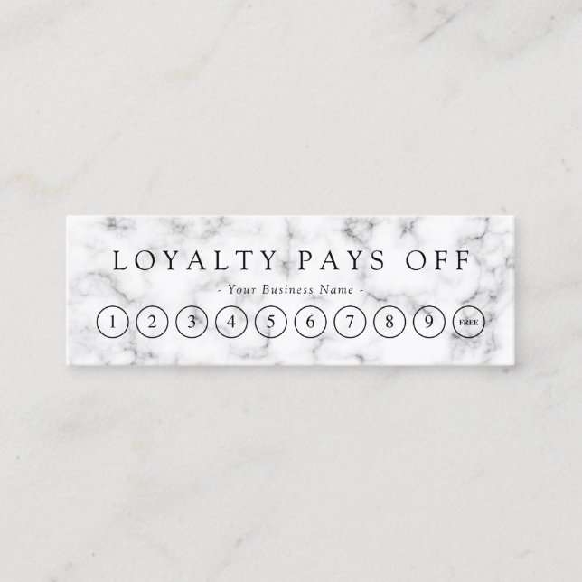 Minimalist Marble Loyalty Punch Card (Front)