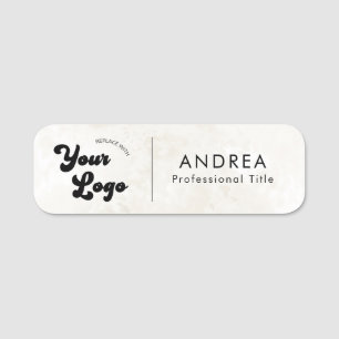 Minimalist Marble Safety Pin Name Custom Logo Tag