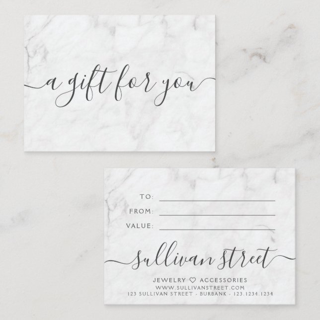 Minimalist Marble Small Business Gift Certificate (Front/Back)