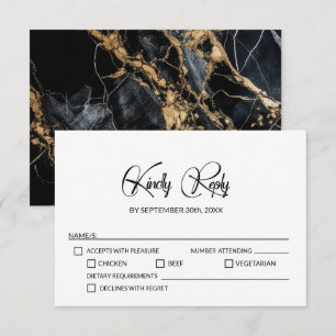 Minimalist Marble Wedding RSVP Card