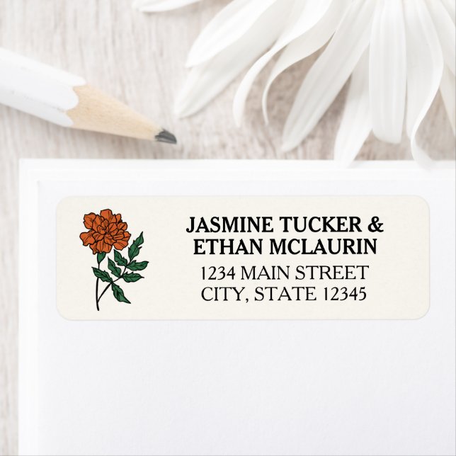 Minimalist Marigold Address Label (Insitu)