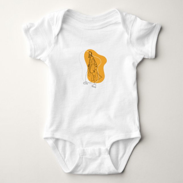 Minimalist marigold line artwork baby bodysuit (Front)