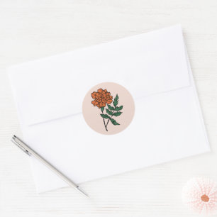 Minimalist Marigold Wedding Classic Round Sticker