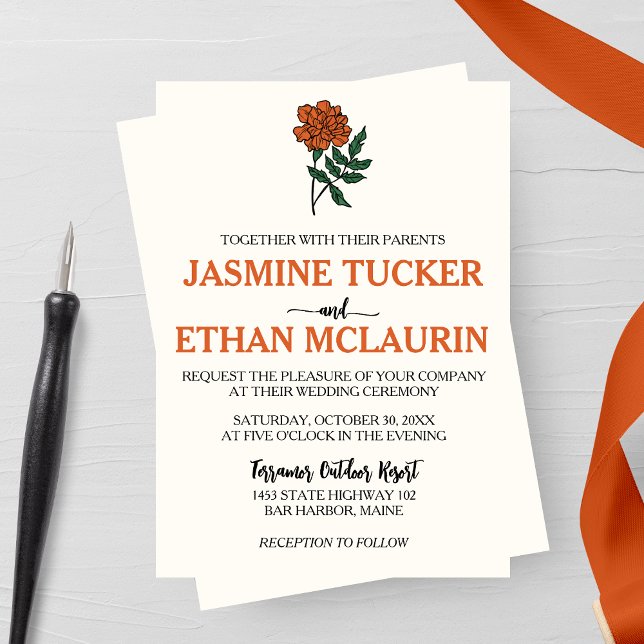 Minimalist Marigold Wedding Invitation (Creator Uploaded)