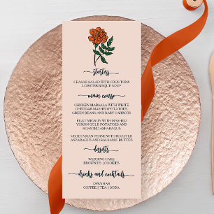 Minimalist Marigold Wedding Menu