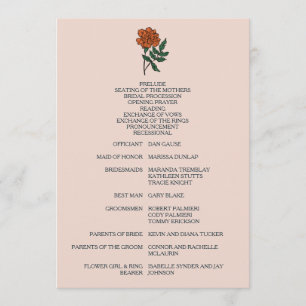 Minimalist Marigold Wedding Program Programme