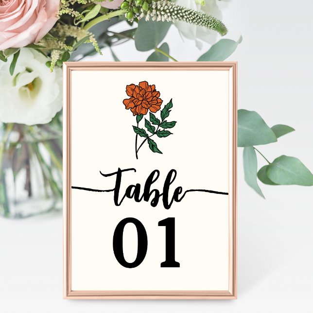 Minimalist Marigold Wedding Table Number (Creator Uploaded)