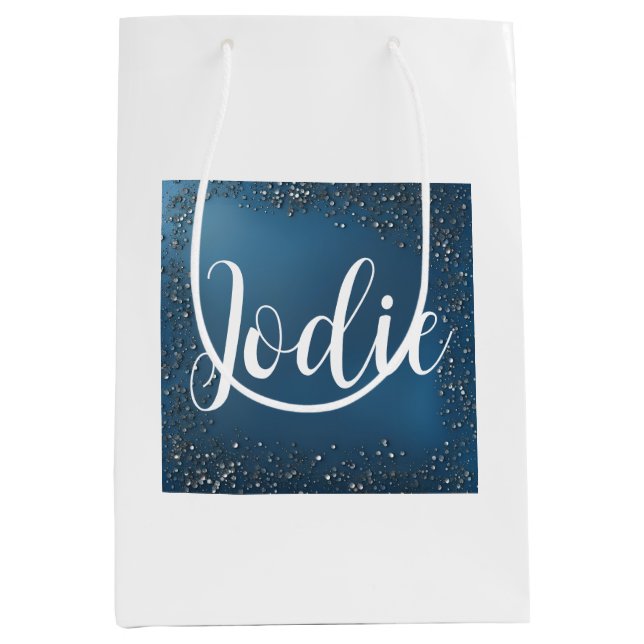Minimalist Marine Blue and White  Medium Gift Bag (Front)