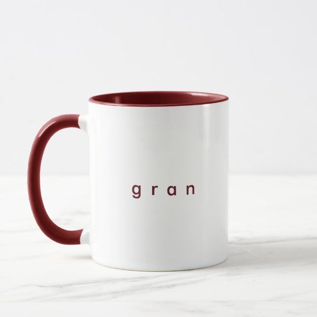 Minimalist Maroon Custom Text GRAN White Mug (Left)