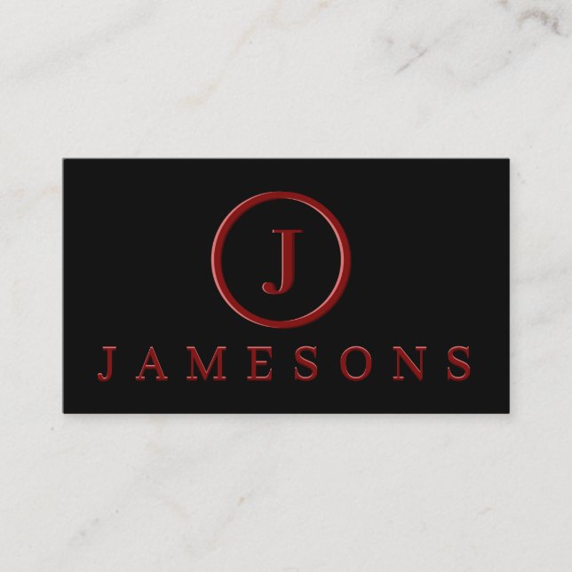 Minimalist Maroon Monogram Logo Embossed Effect Business Card (Front)